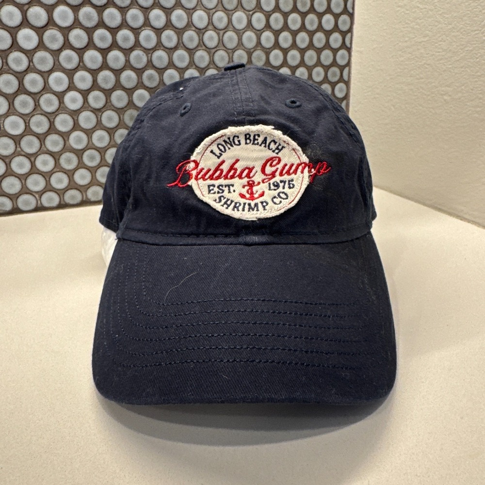 Bubba Gump Shrimp Co Hat Cap Blue Embroidered Strap Back Cotton Long Beach Adult